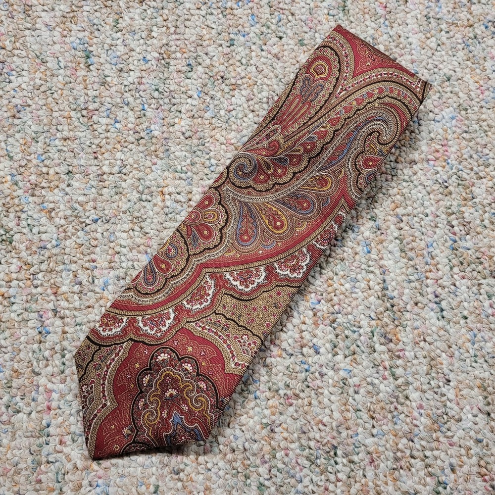 Brooks Brothers Makers Tie Mens OS Paisley Silk Hand Made USA Italy Classic Prep